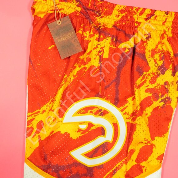 Mitchell & Ness Other - Mitchell & Ness Atlanta Hawks Shorts Mens L Red Multi Basketball Fire New